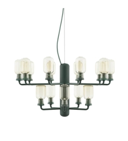 Amp Kroonluchter - Klein, Goud/Groen marmer